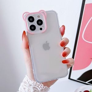 iPhone 11 / 13 Pro Max Case Bear Ear Folding Kickstand Stand Pink New